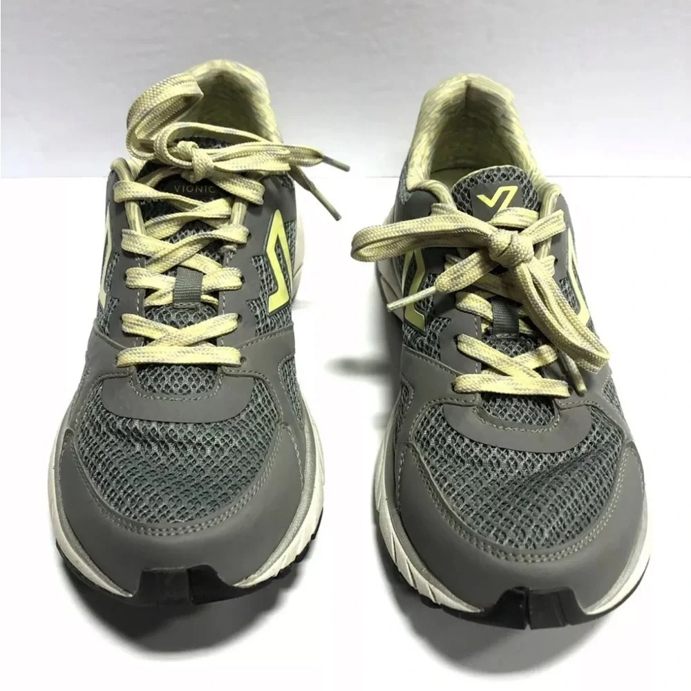 Vionic, Women’s Satima Grey/Yellow Athletic Running Shoes, Size 9M